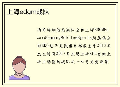 上海edgm战队